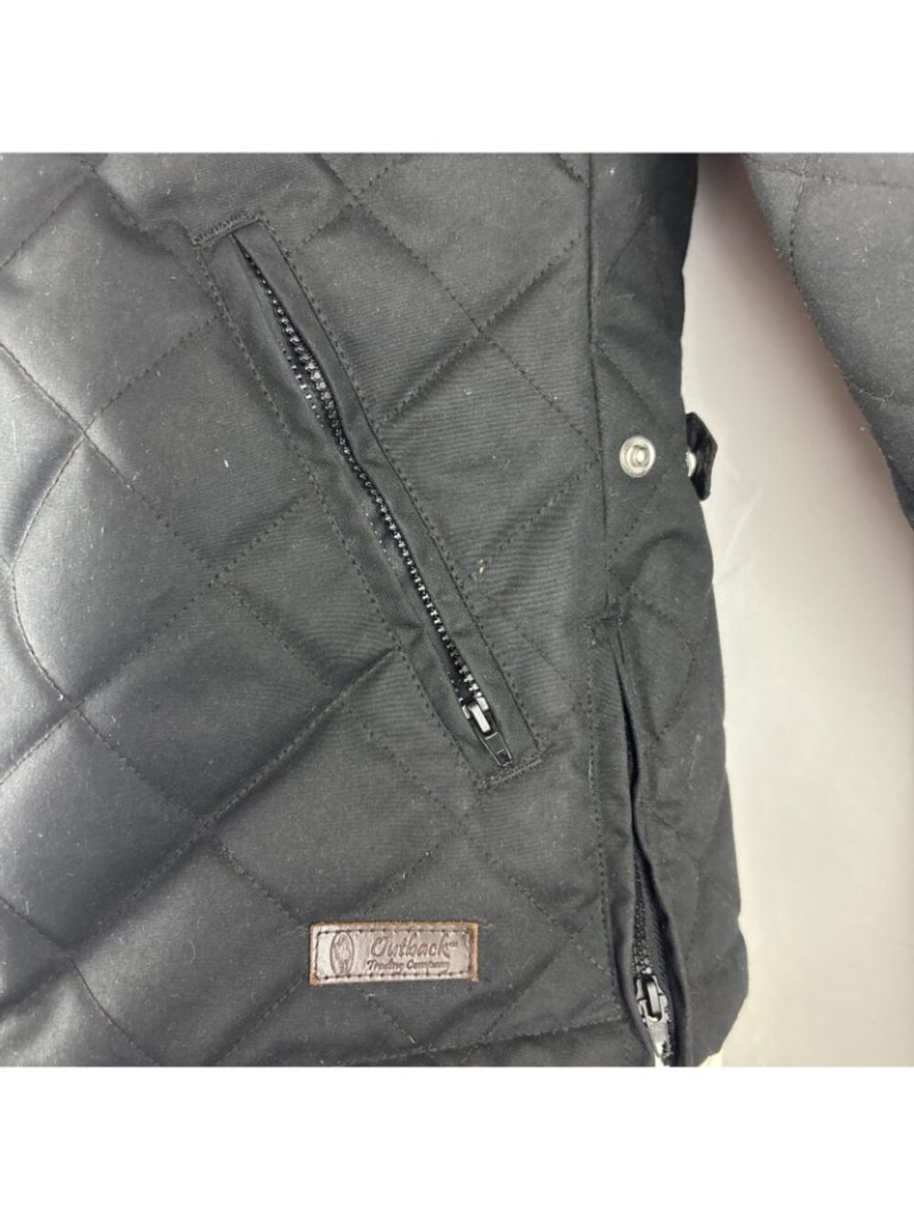 Outback Trading Co Womens Stormy Oilskin Jacket Sz Small Quilted Black 29603 - Picture 7 of 10